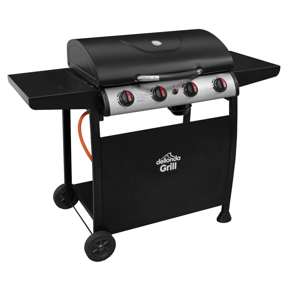 Dellonda 4 Burner Gas BBQ Grill Ignition Thermometer Black