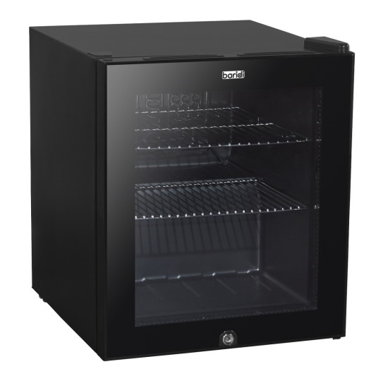 Baridi 50L Table Top Beer & Drinks Mini Fridge 3-10°C, Light, Black & Glass
