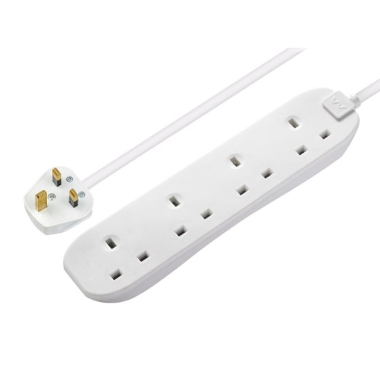 Extension Lead 240V 4-Gang 13A White 2m