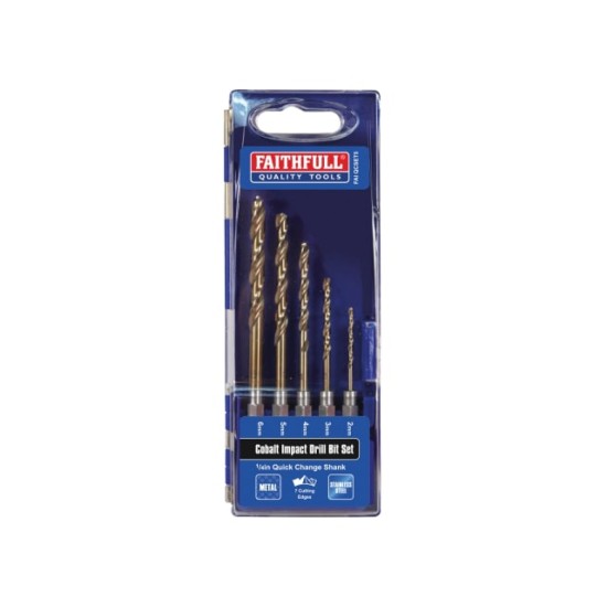 Faithfull 5 Piece HSS Cobalt Impact Drill Bit Set