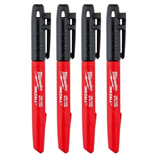 INKZALL™ Black Marker Pen Set 4pk