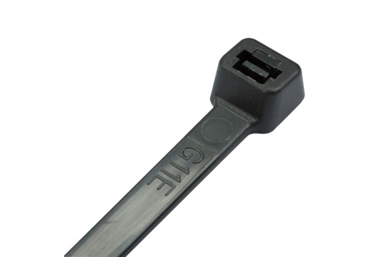 450mm x 7.6mm (55kg) Black Nylon Cable Ties (100 pack)