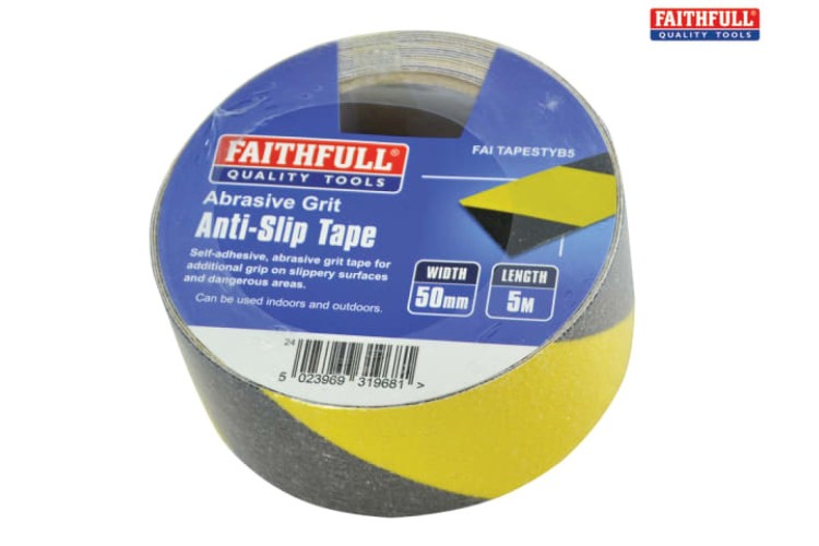 Anti-Slip Tape 50mm x 5m Black & Yellow Hazard
