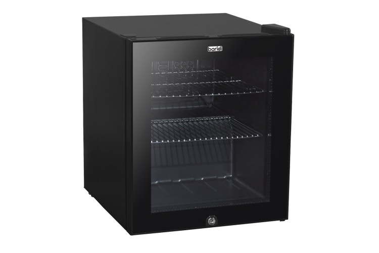 Baridi 50L Table Top Beer & Drinks Mini Fridge 3-10°C, Light, Black & Glass