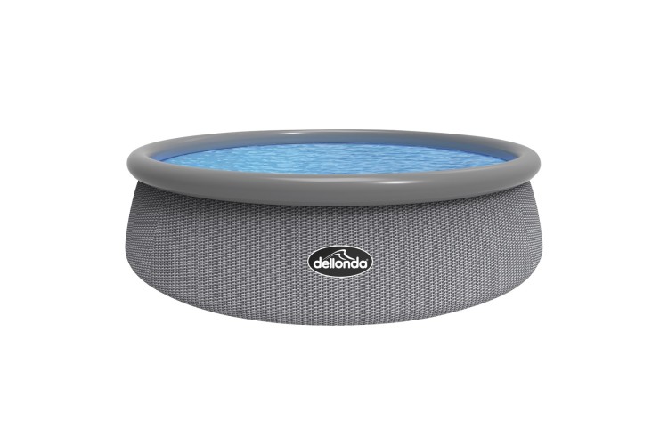 Dellonda 15ft Ø450cm Round Garden Kids Paddling Swimming Pool & Pump Grey Rattan