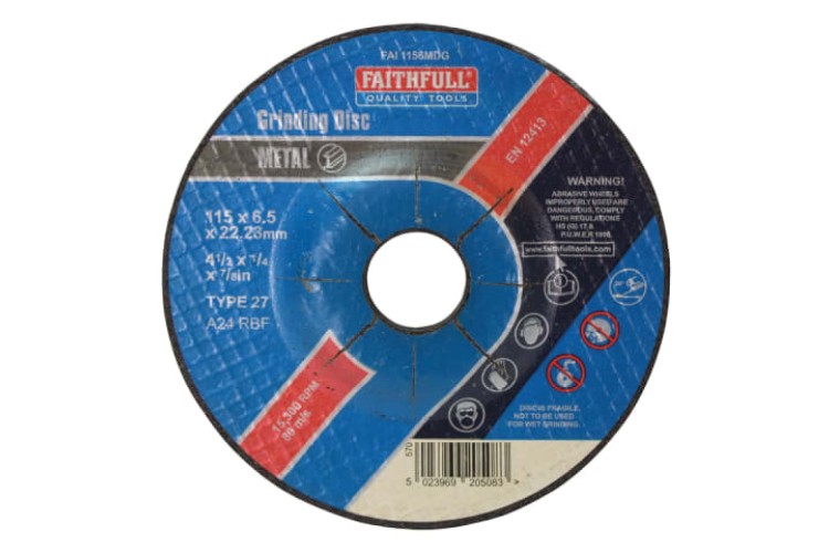 Depressed Centre Metal Grinding Disc 115 x 6.5 x 22.23mm