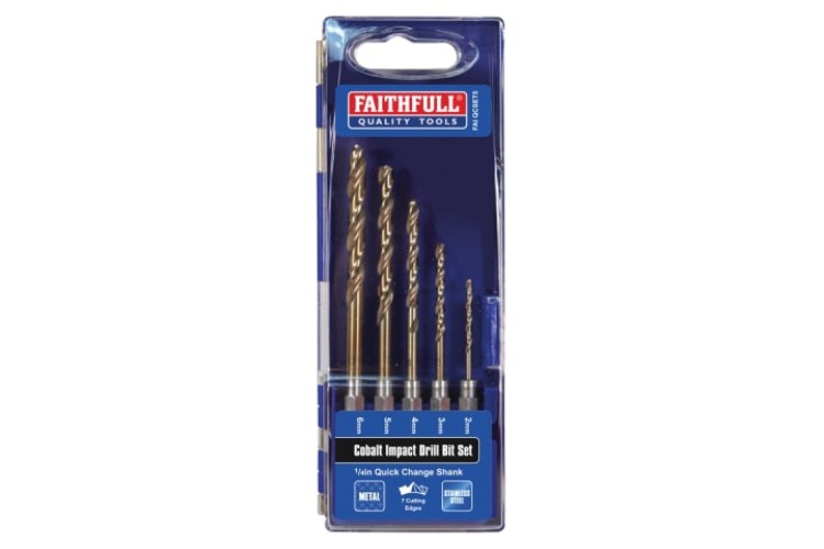 Faithfull 5 Piece HSS Cobalt Impact Drill Bit Set