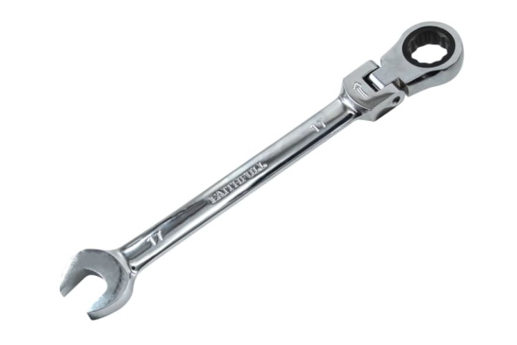 Faithfull Ratchet Combination Spanner Flex Head CV 17mm