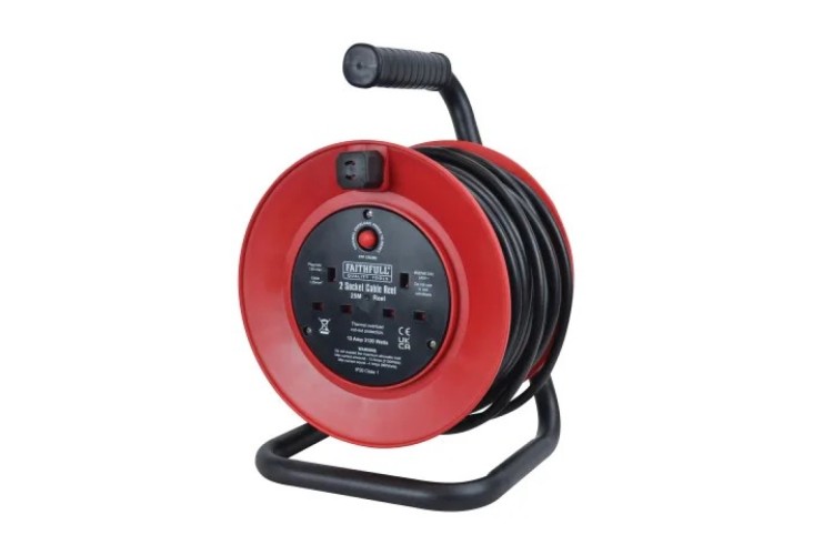 Open Drum Cable Reel 240V 13A 2-Socket 25m